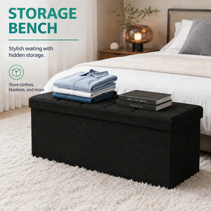 Banco Otomano Plegable Moderno con Almacenamiento para Zapatos y Reposapiés, Ideal para Dormitorio, Sala de Estar y Entrada, en Tela, Envío Rápido desde la UE, Disponible en Polonia - Product Image 2