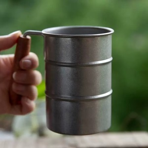 <span class=keywords><strong>Mug</strong></span> à café en acier inoxydable 304 avec poignée en bois, design rétro de luxe léger, pour voyage et camping en extérieur, vente en gros - Product Image 2