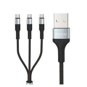 4Ft 3.4A Cáp Bện Tất Cả Trong Một Cáp Dữ Liệu Micro Type-C 3 Trong 1 Cáp Sạc Usb