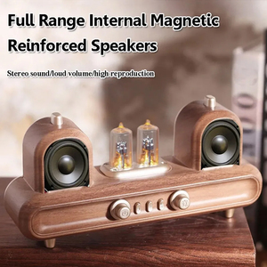 Çift Retro BT hoparlör kablosuz 1800mAh şarj edilebilir FM 2 ortam ışıkları ile radyo hoparlör ahşap tahıl BT hoparlör - Product Image 2