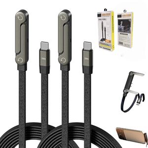 Cable de Carga Rápida Tipo-C Trenzado de 240W con Soporte Integrado para Teléfono, <span class=keywords><strong>Cargador</strong></span> <span class=keywords><strong>2</strong></span> en 1 con Soporte Invisible para iOS - Product Image 1