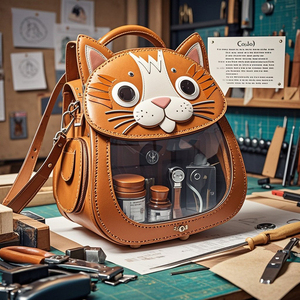 Sac Ita en forme de chat privé multicolore personnalisé avec fermeture à glissière doublure en polyester insert imprimé pour l'organisation du stockage - Product Image 6