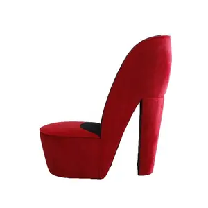 Kursi hak tinggi merah mewah terlaris bangku pijakan kaki kain pasokan Modern kreatif desain sepatu hak tinggi kursi ruang tamu