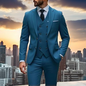 Costume trois pièces pour homme grande taille, style coréen, coupe slim, en tissu peigné, à simple boutonnage, avec braguette zippée, idéal pour affaires, cérémonies et mariages, pour le marché international - Product Image 2