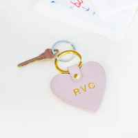 Porte-clés personnalisé en cuir véritable Saffiano Coeur Porte-clés en relief Monogramme Cadeau Initial Porte-clés de voiture
