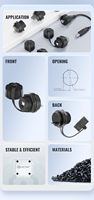 Cable de Extensión USB Tipo-B LSHITECH M20.8, Impermeable, para Montaje en Panel, Conector Hembra a Conector Macho con Tuerca Frontal Roscada