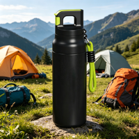 Bouteille d'eau portable premium 500 ml, maintien de la température chaud/froid 6-12h, logo personnalisé avec sangle, thermos en acier inoxydable pour sports de plein air