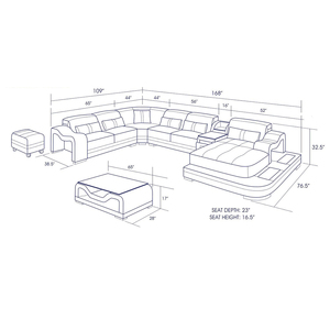 Nuovo Design per interni ad angolo modulare a forma di U divano in pelle con piattaforma a Led per soggiorno Hotel arredo appartamento - Product Image 6