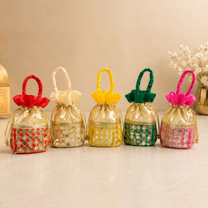 Bolso de Mano Étnico de Satén con Cordón, Bolsa Pequeña Bordada con Lentejuelas para Regalo de Boda o Fiesta - Product Image 3