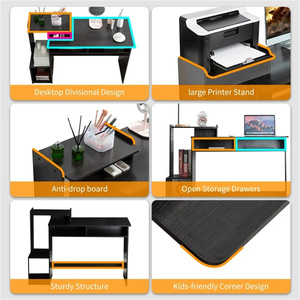 Vente d'usine : Bureau d'<span class=keywords><strong>ordinateur</strong></span> de jeu et d'étude noir pas cher <span class=keywords><strong>avec</strong></span> rangement et espace pour <span class=keywords><strong>imprimante</strong></span> - Product Image 2