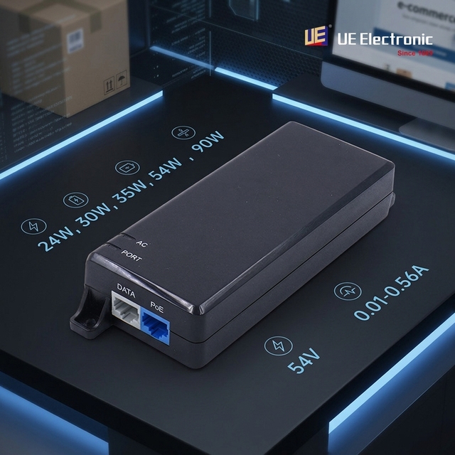 Poe Injector 24W 30W 90W 54V 0.56A Constant Voltage Ieee802.af/at 10/100/1000mbps Power Over Ethernet Adapter with C8 C6 Plug