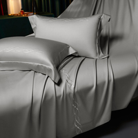 Parure de lit de luxe en coton égyptien brodé de qualité supérieure, drap plat, taie d'oreiller et housse de couette King Size 300TC