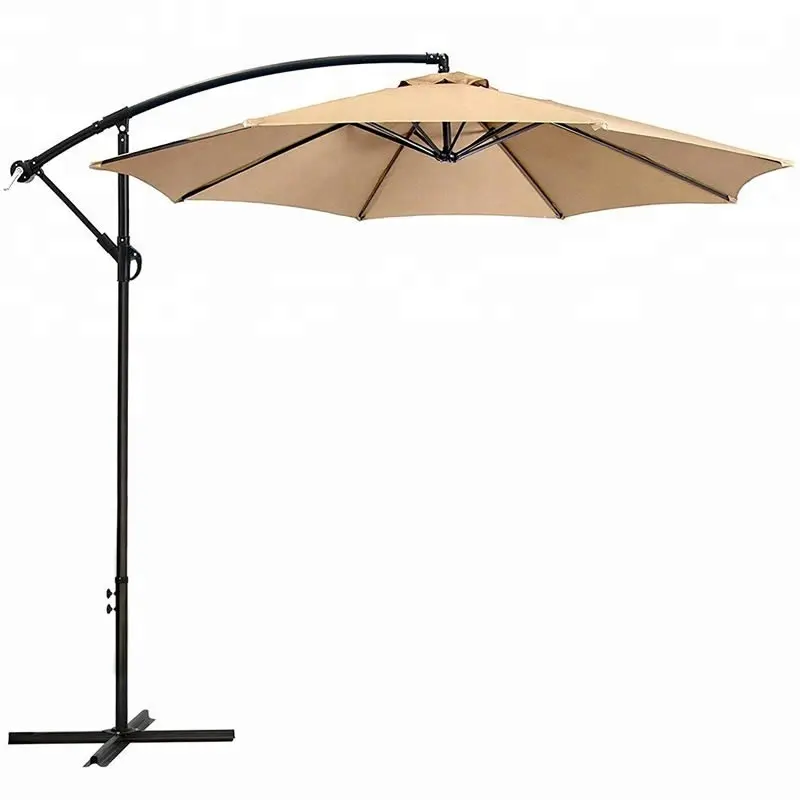 Hotel Swimming Pool Sunshade Steel Patio Umbrella Outdoor Hanging Cantilever Umbrella Offest Parasol with Hand Crank