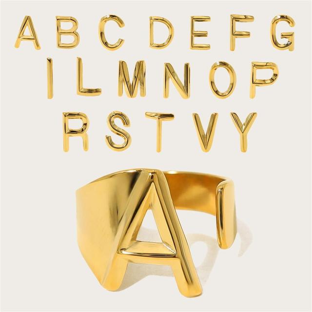 New Jewelry 2026 Personalized Gifts Statement Gold Silver Adjustable Open Rings Minimalist Two Tone Brass Letter Initial Ring