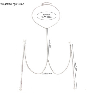 Chaîne de corps de luxe en strass - Harnais de poitrine réglable avec anneaux et perles, <span class=keywords><strong>Bijoux</strong></span> érotiques en métal pour occasions intimes - Product Image 6