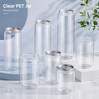 Bocal en plastique PET vide de qualité alimentaire 330 ml 500 ml, pot à boisson transparent avec couvercle à languette facile à ouvrir