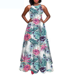 Fabricant d'usine Tropical hawaïen Hibiscus Design robe femmes été 2023 décontracté longues robes de vacances pour dames Sexy filles - Product Image 4