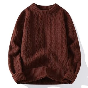Prendas de punto de lujo para hombre, suéter básico negro y <span class=keywords><strong>gris</strong></span>, suéteres Vintage pesados con cuello redondo y diseño torcido a la moda para hombre, logotipo personalizado - Product Image 6