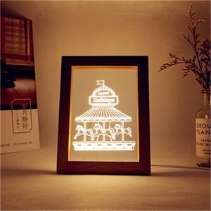 Lampe LED acrylique 3d en bois, cadre de <span class=keywords><strong>Photo</strong></span>, tour de <span class=keywords><strong>Paris</strong></span>, tableau abstrait, Illusion, Table de chevet, décoration pour chambre à coucher, cadeau pour enfants - Product Image 5