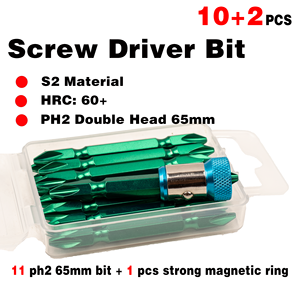 Nouveau jeu d'embouts de tournevis électrique avec anneau magnétique puissant S2 PH2, achetez 10 embouts de tournevis 12 pièces - Product Image 2