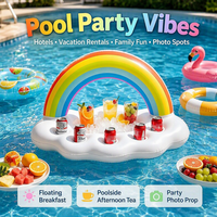 Bar à glace gonflable en PVC écologique arc-en-ciel, plateau à glace à 5 trous, porte-boissons flottant, taille personnalisable pour piscine, plage, fête d'été