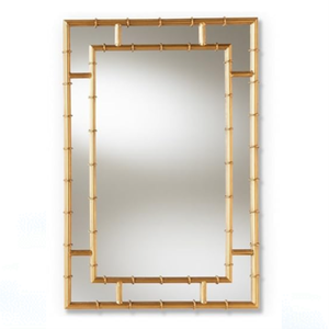 <span class=keywords><strong>Miroir</strong></span> mural double couche en bambou doré Regency pour la décoration du salon - Product Image 1