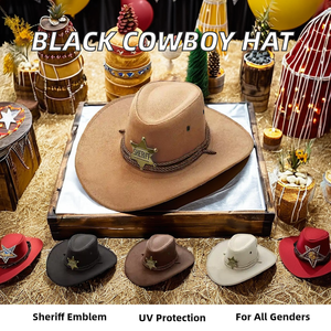 Chapeau Fedora Feutre Western Sportif Extérieur pour Fête et Voyage Unisexe Style Urbain Noir - Product Image 2