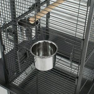 Jaula grande 2 en 1 de 61 pulgadas con plataforma de juego para loros, chinchillas, pinzones, guacamayos, conures, cacatúas y cacatúas de cola larga, con soporte rodante de hierro - Product Image 3