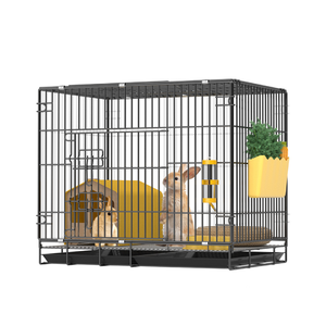 Cage pliable pour lapin et chat, structure métallique, plateau en plastique solide, design simple à bouton, facile à nettoyer, pour intérieur, extérieur et voyage, renforcée pour animaux de compagnie - Product Image 2