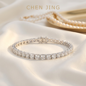 9k 14K 18K White Gold <strong>Silver</strong> <strong>Bracelet</strong> Fine Jewelry Tennis <strong>Bracelet</strong> with 2mm-5mm Paving Lab Grown Diamonds <strong>Bracelet</strong> - Product Image 3