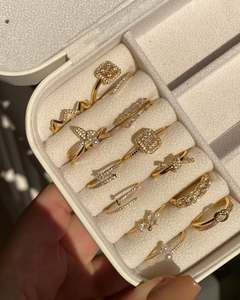 Anello di personalità calda all'ingrosso di forma personalizzata <span class=keywords><strong>cerchi</strong></span> 316L titanio acciaio inossidabile placcato oro 18k durevole ed elegante per le donne - Product Image 1