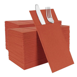 <span class=keywords><strong>Tovaglioli</strong></span> Arancioni Effetto Lino con Tasca, Porta Posate Monouso in Airlaid per Allestimenti Tavoli Matrimoniali - Product Image 1