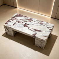 Table basse de luxe pour salon en marbre Calacatta Viola, grande table de café, ensemble de tables basses de luxe, plateau ajouré moderne sur piétement