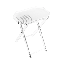 Plateau de table pliable élégant en acrylique transparent Judaica pour Hanouka avec revêtement en similicuir