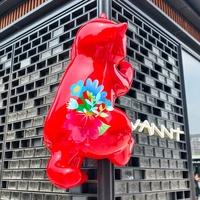 Statue d'animal en résine de fibre de verre personnalisable, grand format, durable, pour signalisation de magasin géant, point de repère de centre commercial, sculptures de chat de grande taille