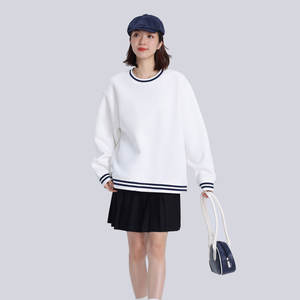 Suéter con Capucha de Cuello Redondo, Estilo Retro Moderno, 350G, Algodón Puro, Corte Holgado, con Hilos Intercalados y Logotipo Personalizado - Product Image 1