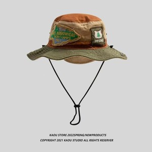 หมวกชาวประมงแบบแพทช์เวิร์คผ้าแคนวาสสำหรับทุกเพศ ระบายอากาศได้ดี เหมาะสำหรับกิจกรรมกลางแจ้งและเดินป่า - Product Image 1