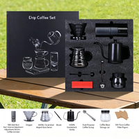 Kit complet pour café filtre 600 ml avec bouilloire à bec de cygne, pot de service en verre et moulin à café