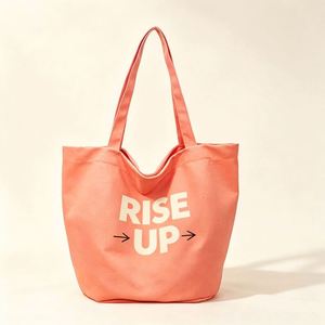 Sac fourre-tout en toile personnalisé avec slogan motivant RISE up, imprimé flèche, orange corail, sac fourre-tout inspirant pour le shopping quotidien, sacs fourre-tout pour femmes - Product Image 1