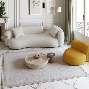 Divano Curvo di Lusso Moderno del Designer Nordico, Tessuto in Pelle di Agnello di Alta Qualità per Soggiorno, Sedie d'Attesa Creative e Belle - Product Image 2