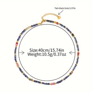 قلادة نسائية أنيقة، سلسلة عنق فاخرة من حجر اللازورد الطبيعي للارتداء اليومي - Product Image 4