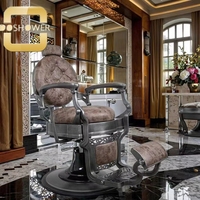 Chaise de barbier dorée avec accessoires de chaise de barbier vintage Ensemble de chaise de barbier de fournisseur de meubles de salon de coiffure de luxe