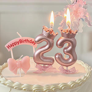 Candeline di Paraffina Rosa per Compleanno, Decorazioni Creative a Tema Numerico per Torte, Accessori di Alta Qualità per Atmosfera Festiva per Bambine - Product Image 1