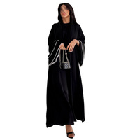 Nouvel Abaya Kimono de Dubaï Arabe, Robe Musulmane Modeste Ouverte à Perles, Vêtement Islamique de Luxe pour Femme, Maxi Robe Abaya
