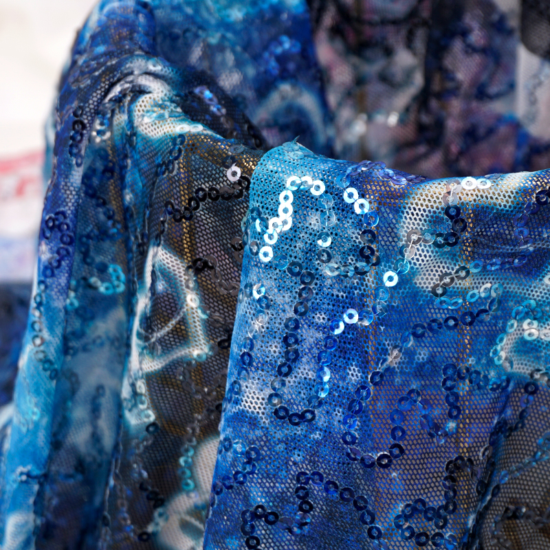 Print Sequin Mesh Fabric