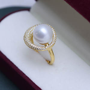 Bague en argent S925 ronde de 10-11 mm de Zhuji Danshui, forte brillance, faite à la main, sans défauts, design ouvert - Product Image 2