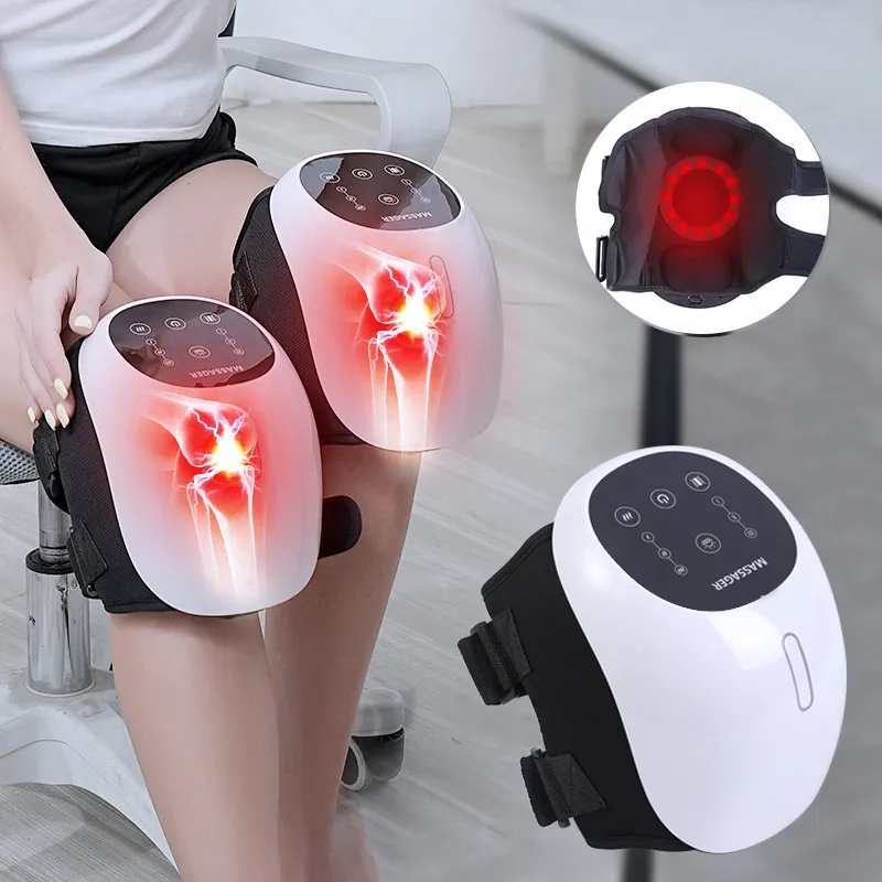 2024 Nieuwe Producten Oplaadbare Pijnverlichting Lcd Touch Control Luchtcompressie Kneden Verwarming Knie Massager