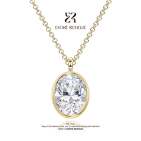 Подвеска-солитер 3 карата с овальным оправным закреплением из серебра 925 пробы с позолотой 18K, цвет D, VVS1, проходит тест на алмазный тестер, с муассанитом