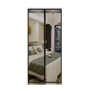 Black Stripe Summer Magnetic Door Curtain Net Room Divider Automatic Closing Magnetic Bug Screen Mesh Pets Friendly
