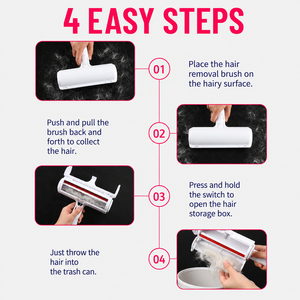 Self-Cleaning Pet Hair Remover <b>Roller</b> for Furniture and Carpet - Reusable Dog and Cat Fur Remover Brush Accept Custom Logo & OEM - Product Image 6